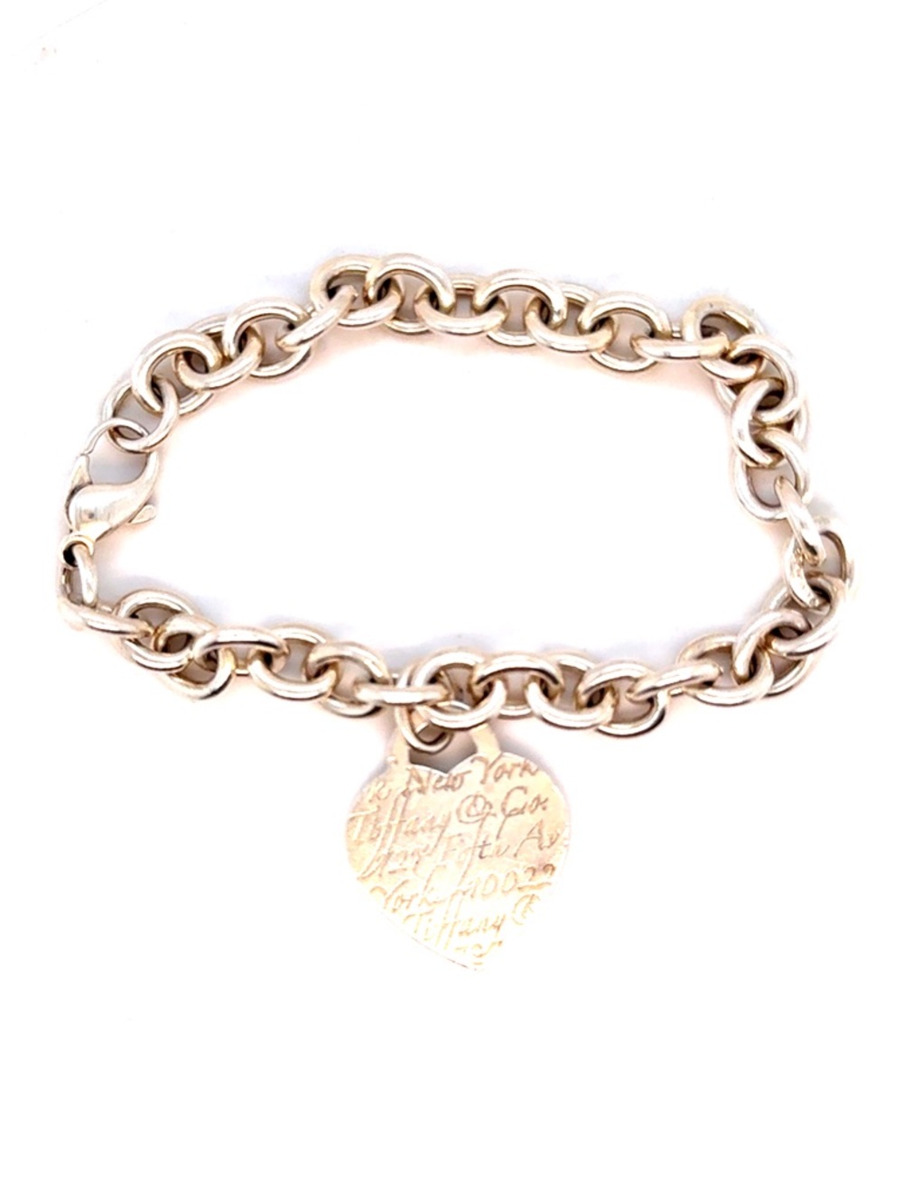 Tiffany & Co. Silver Heart Tag‎ Script Link Bracelet